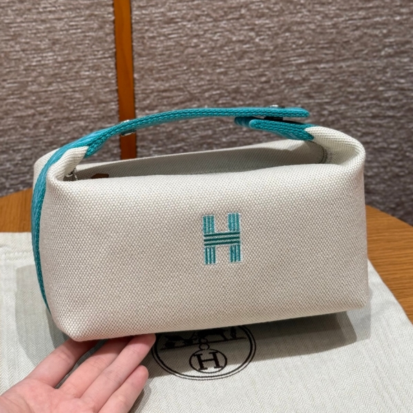  【エルメス HERMES】ブリッド ア ブラック GM Hパヴィヨン ナチュラル マカロンブルー シルバー金具 (100％マシン)
